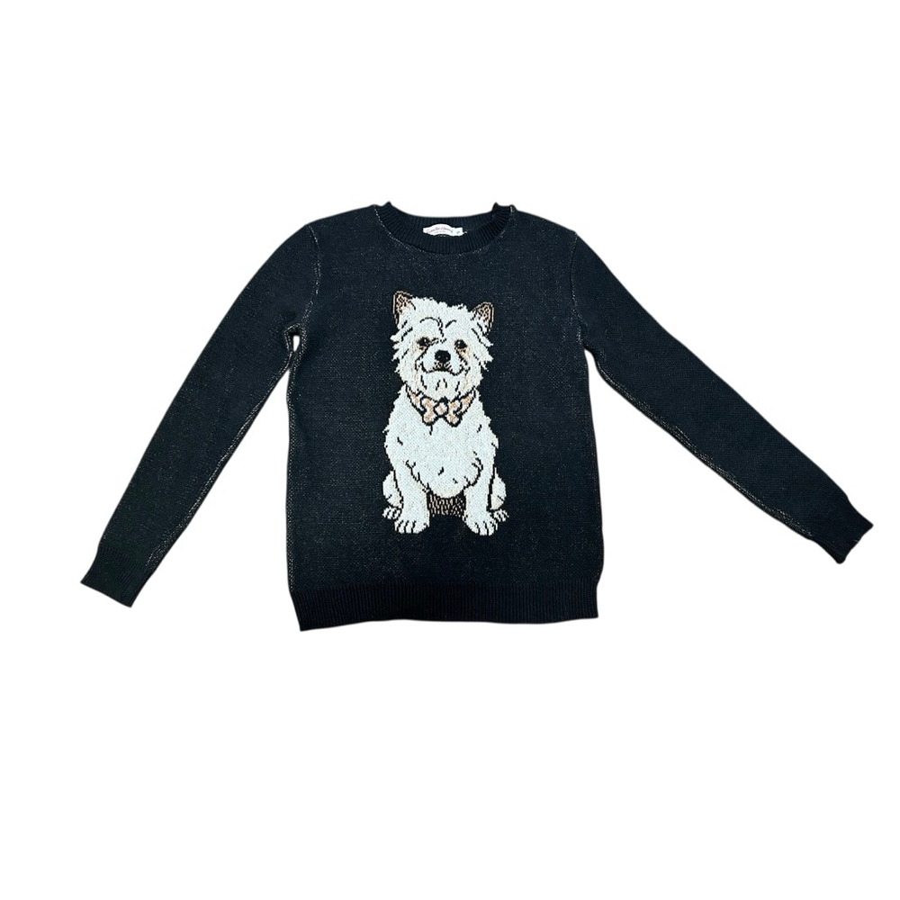 Women's Sweater Hound Black White Dog Crew Neck Sweater S - Picture 2 of 6